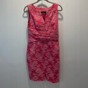 Adrianna Papell Pink Jacquard Sheath Dress